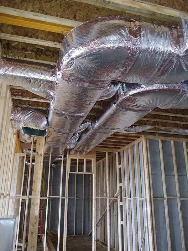 Ductwork run through the framing of a new build